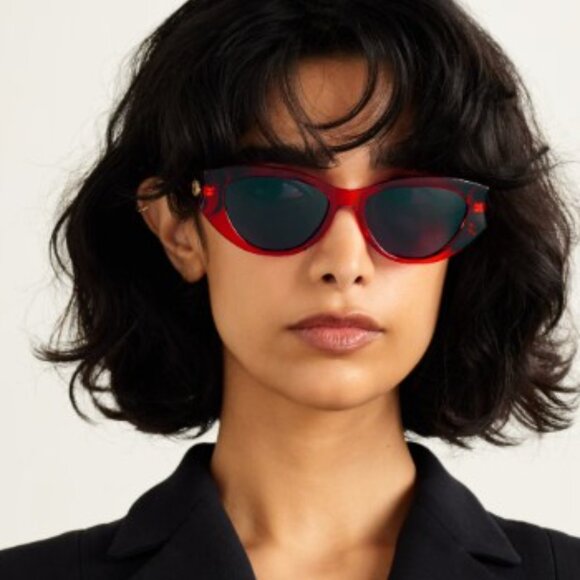 Dior DIORGLOW B1I 35B0 Sunglasses Red Cat Eye Frame, Blue Lenses main image 8